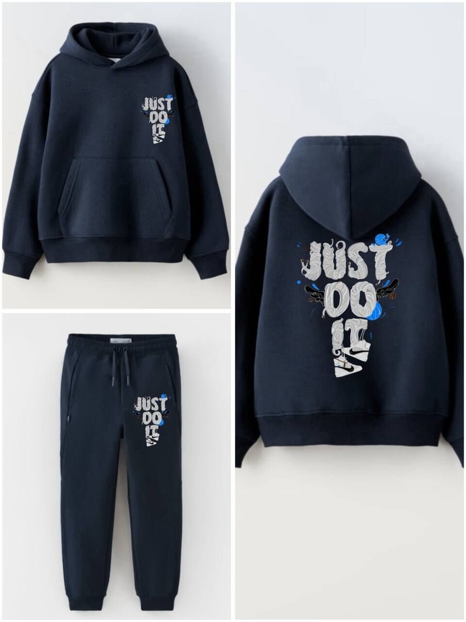 Nke kanguru cep kapşonlu pamuklu takım