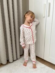 Kalp detay pamuklu pijama takımı