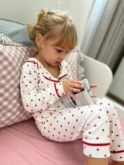 Kalp detay pamuklu pijama takımı