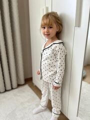 Kalp detaylı pamuklu pijama takımı