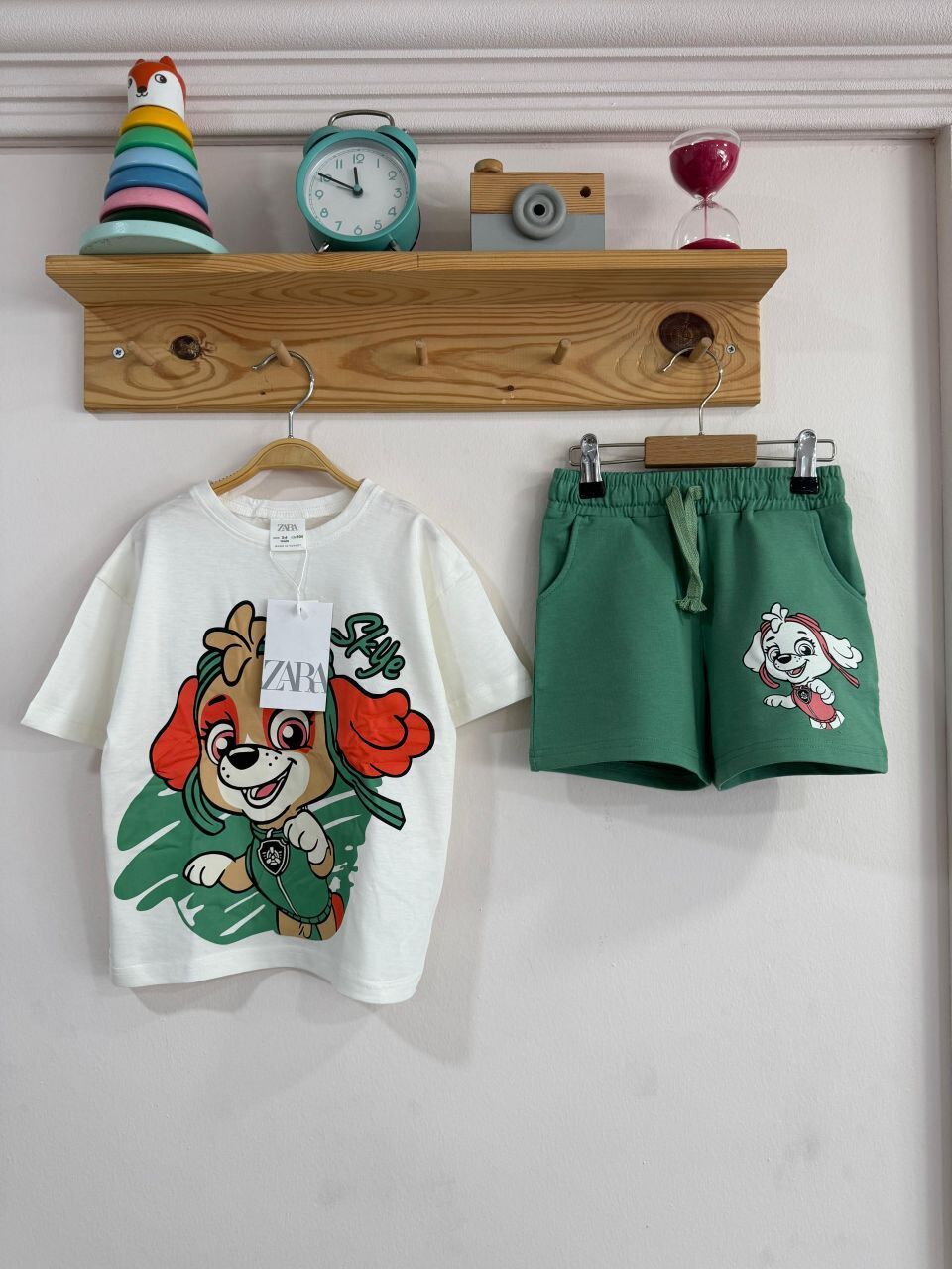 Zra yeşil kız çocuk şortlu takım