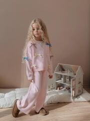 Fiyonk detay triko kız çocuk takım