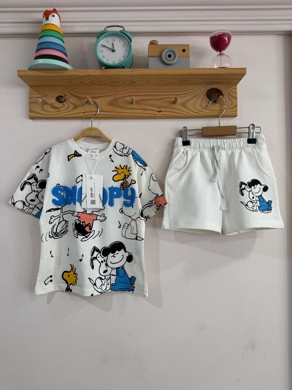 Snopy beyaz şortlu takım