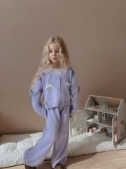 Fiyonk detay triko kız çocuk takım