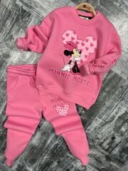 Minnie detay baskılı 3 ip şardonlu pamuklu takım