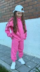 Kapüşonlu kanguru cep detay şardonlu pamuklu takım (garson boy)