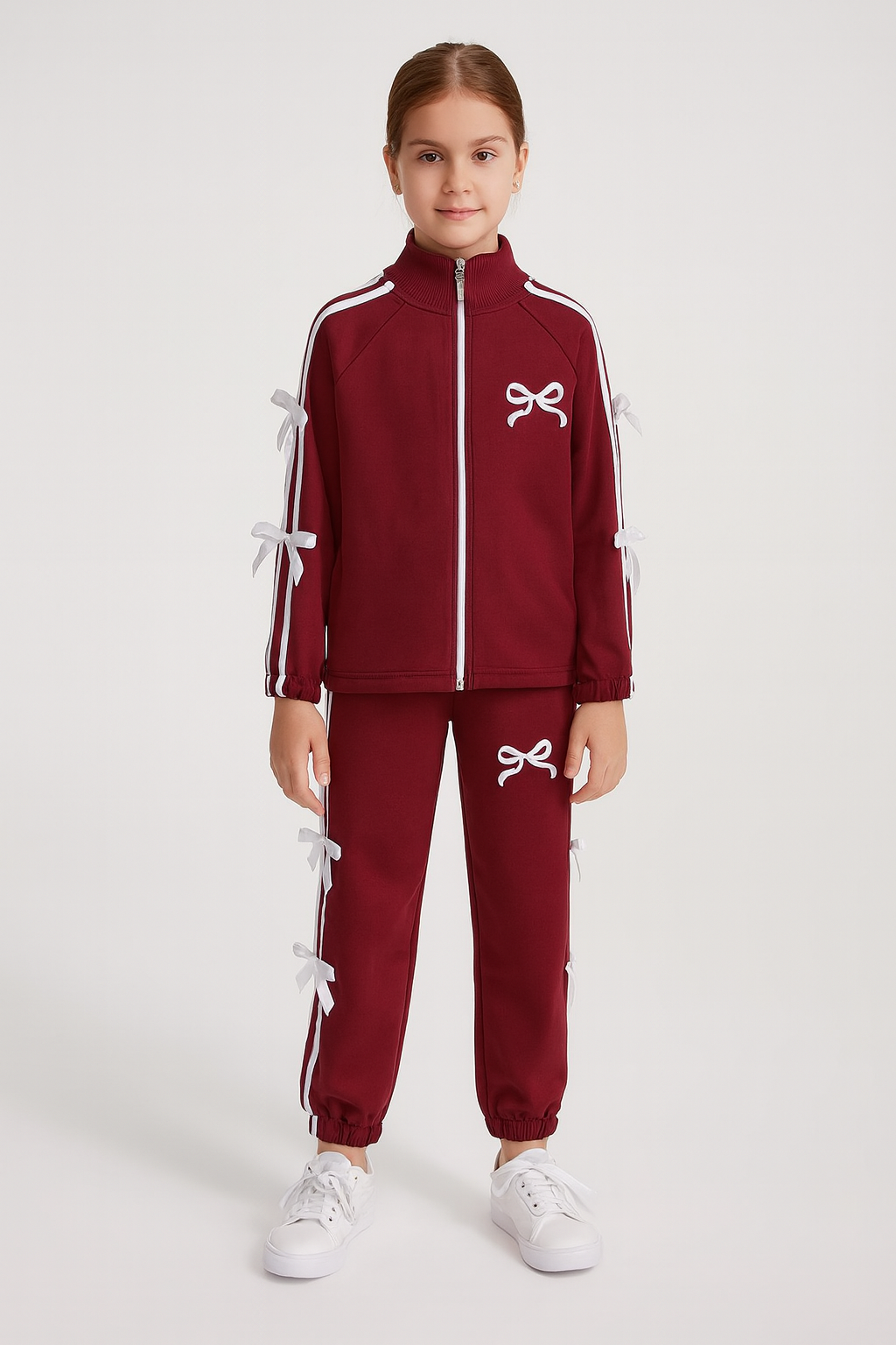 Fiyonk detay fermuarlı hırkalı takım