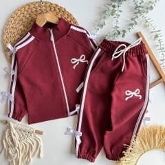 Fiyonk detay fermuarlı hırkalı takım