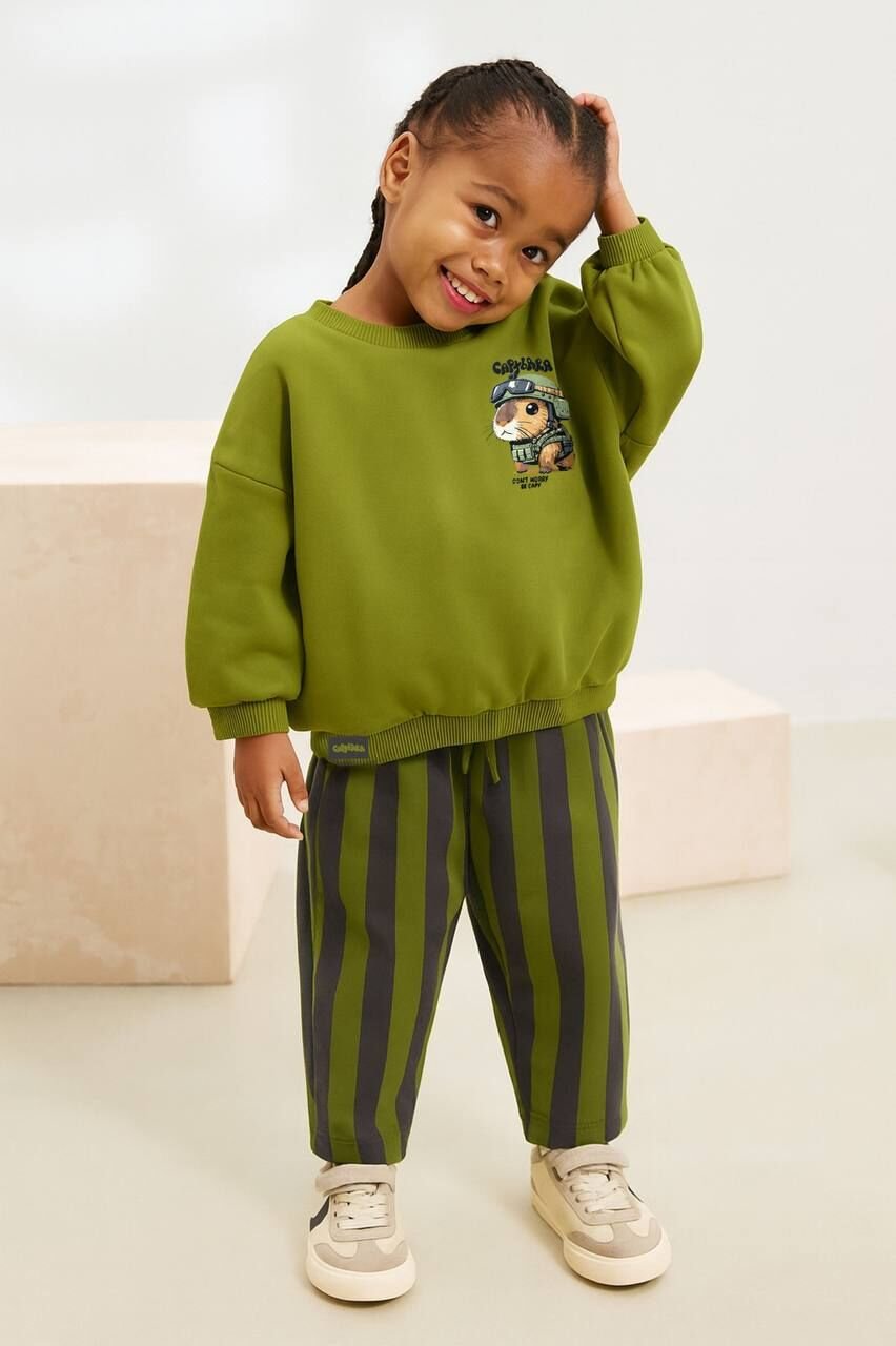 Capybara 3 ip şardonsuz pamuklu takım