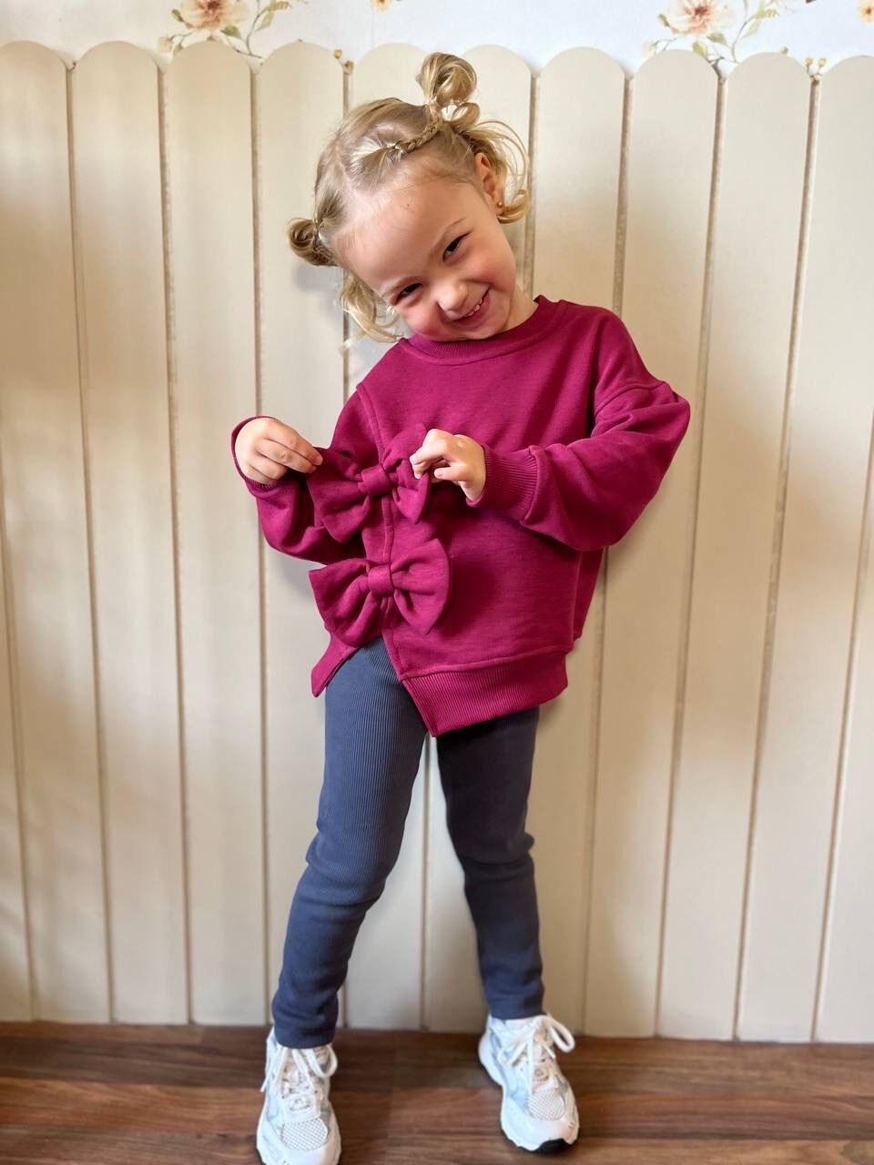 Bordo fiyonk detaylı taytlı takım