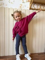 Bordo fiyonk detaylı taytlı takım