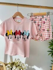 Minine karakter baskılı şortlu takım
