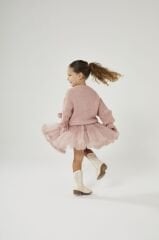 Ponpon detaylı triko kazak tütü etekli takım