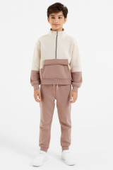 Balıkçı yaka fermuarlı 3 ip şardonlu pamuklu takım(Unisex)