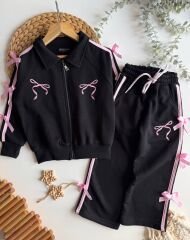 Fiyonk detay fermuarlı pamuklu takım