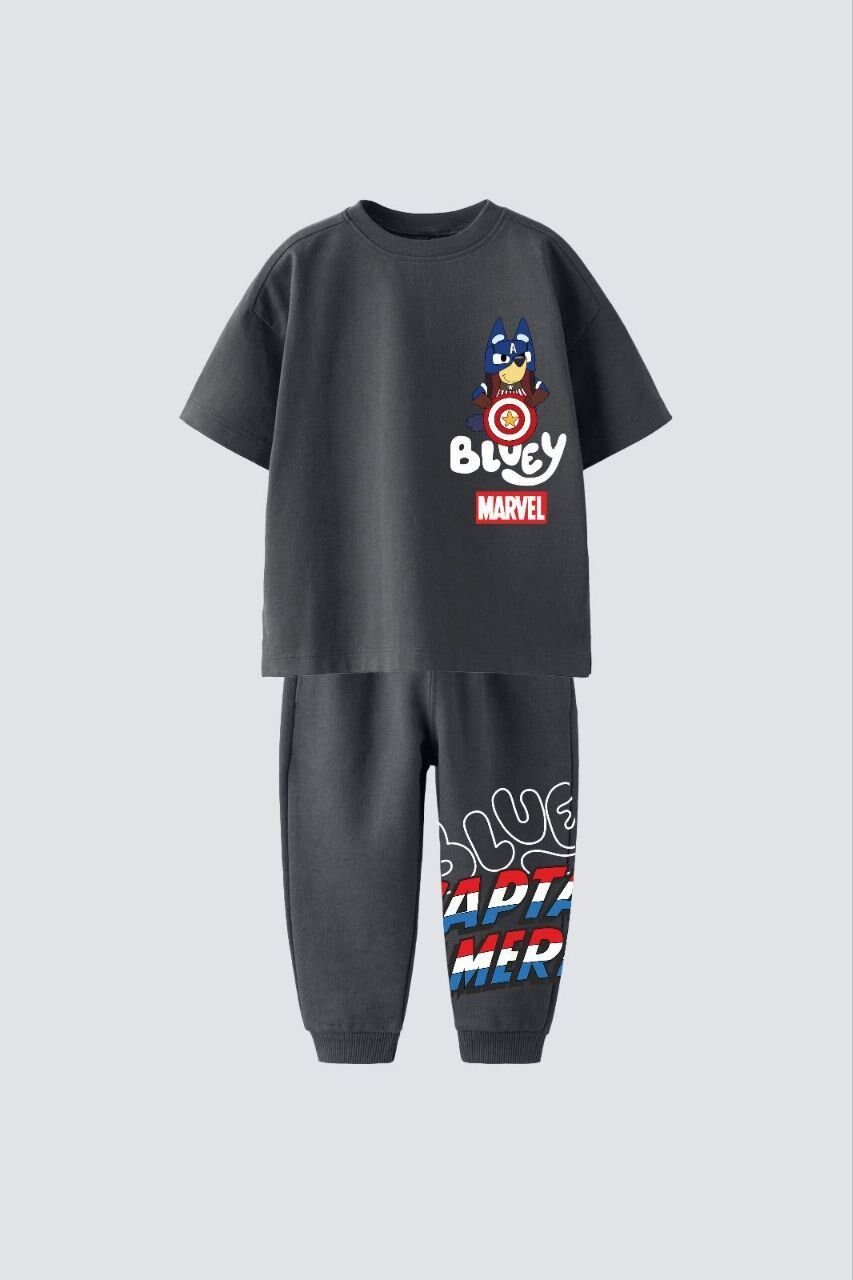 Bluey mrvel karakter baskılı pamuklu takım