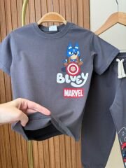 Bluey mrvel karakter baskılı pamuklu takım