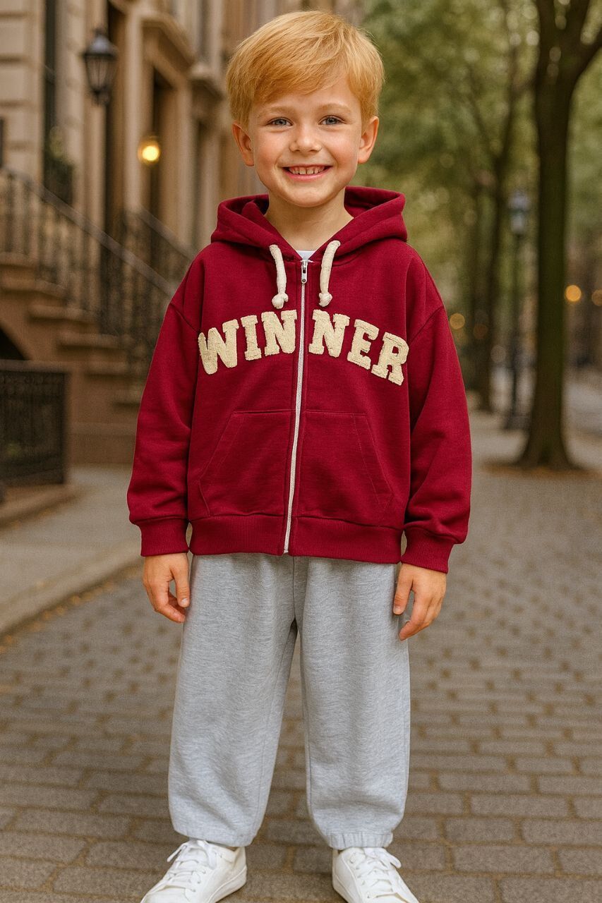 Winner kapüşonlu 2 ip pamuklu takım