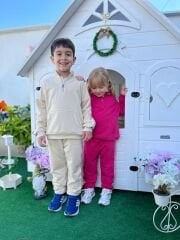 Balıkçı yaka fermuarlı 3ip şardonsuz pamuklu takım