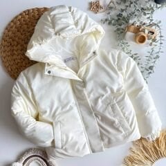Unisex beyaz şişme mont