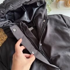 Unisex siyah şişme mont