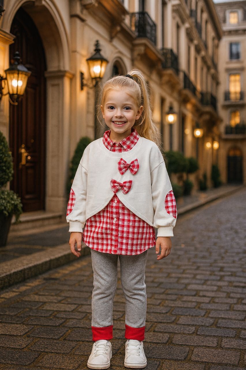 Özel tasarım fiyonk detay pamuklu takım