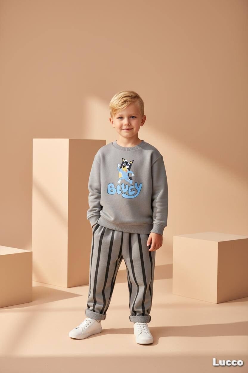 Bluey karekter baskılı pamuklu takım