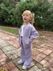 Lila fermuarlı hırkalı takım