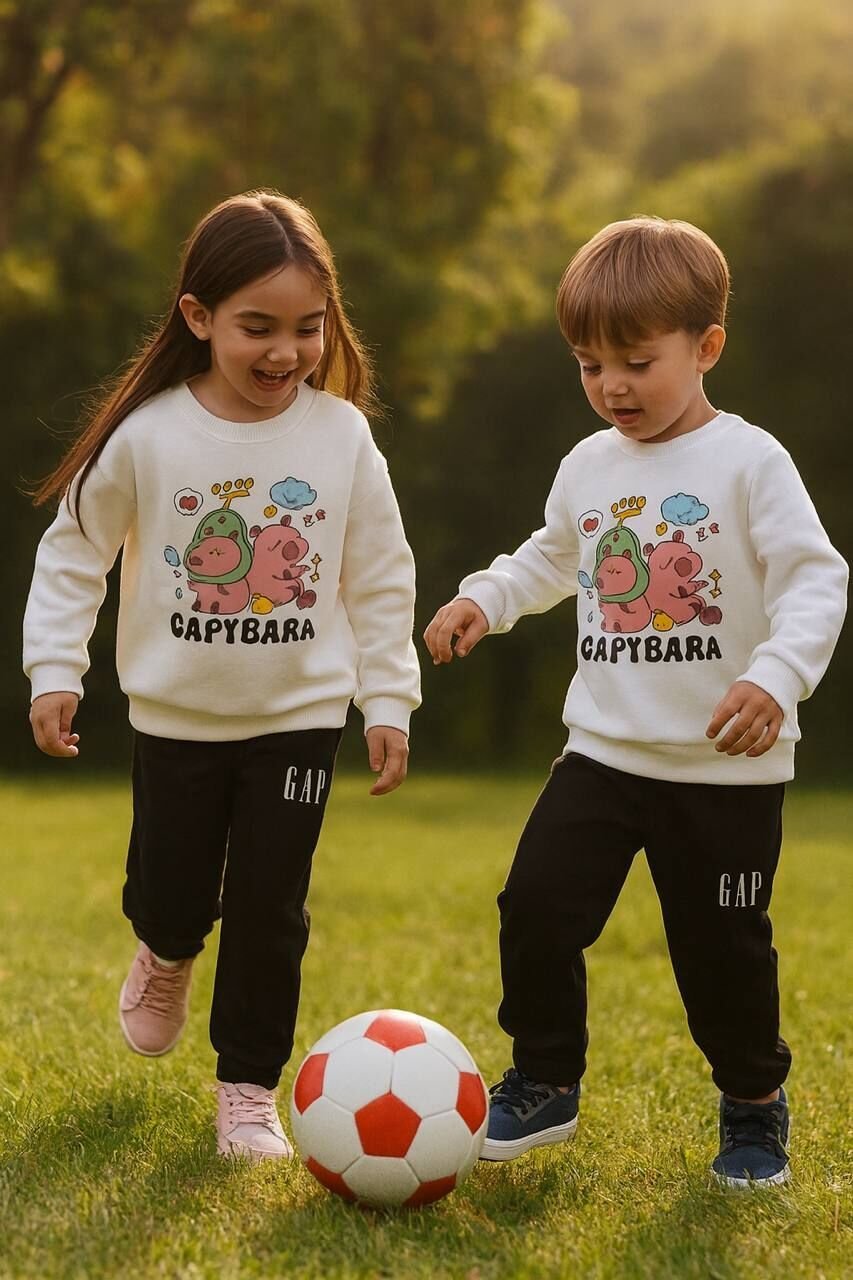 Capybara Unisex 3 ip şardonlu pamuklu takım