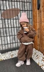 Kapşonlu 3 ip şardonsuz pamuklu takım