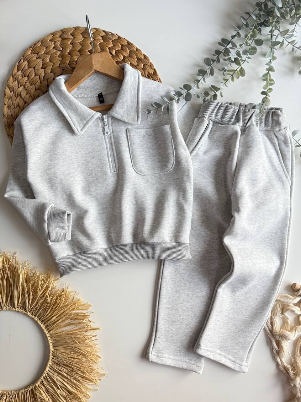 Gri Unisex pamuklu takım