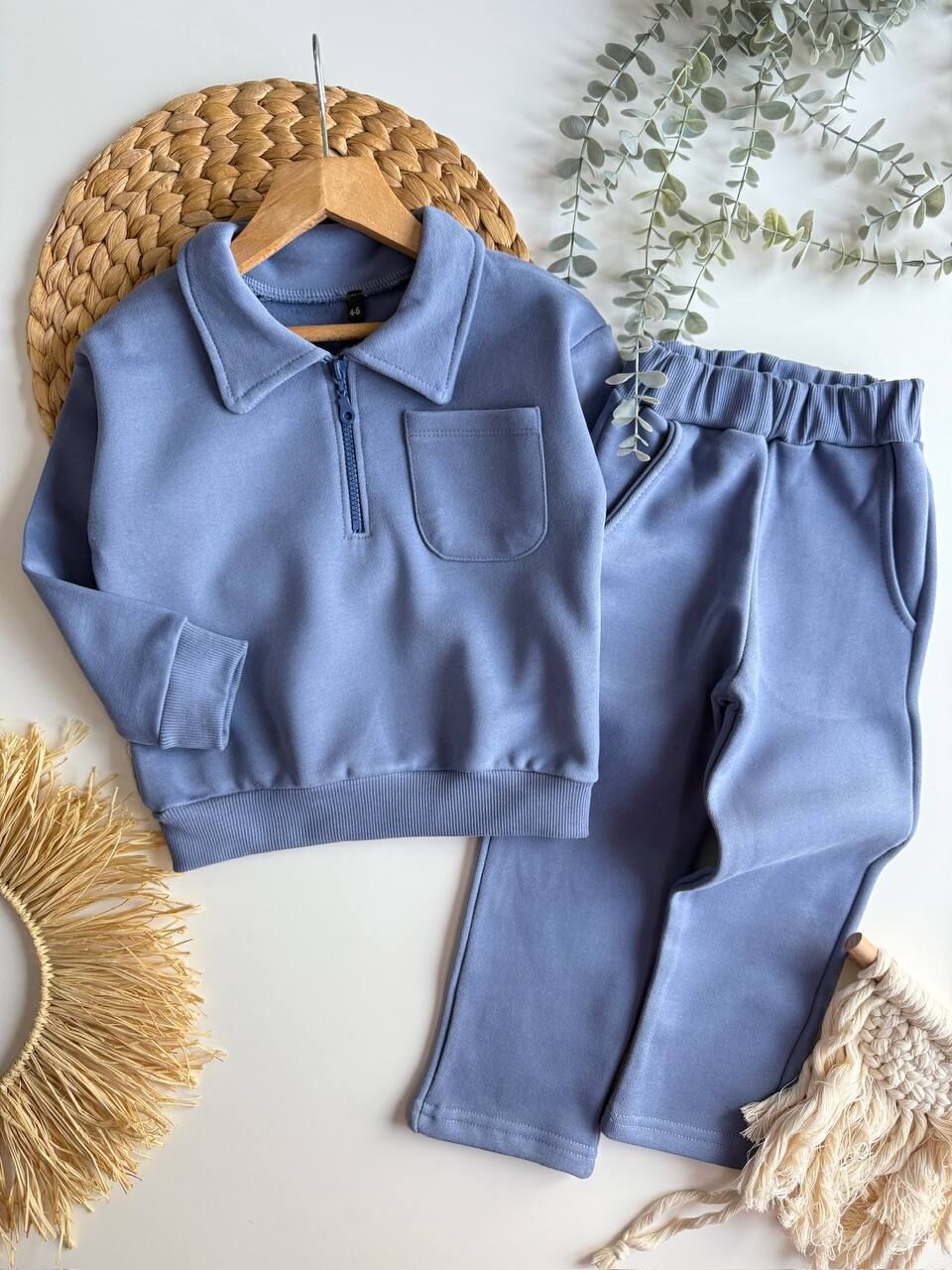 Oversize Unisex pamuklu takım(mavi)