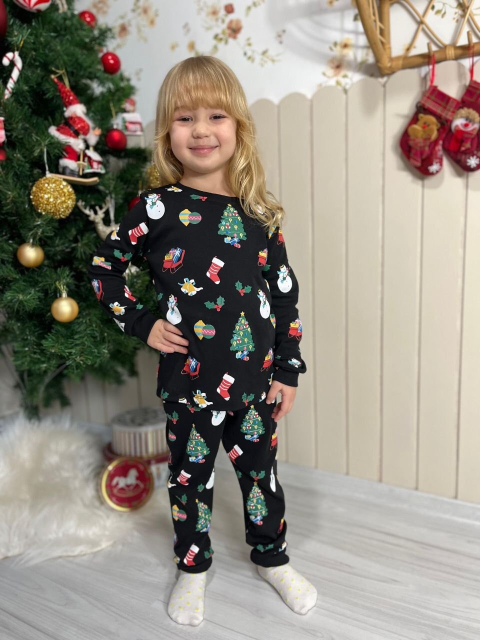 Yeni yıl konsepti pamuklu pijama takımı