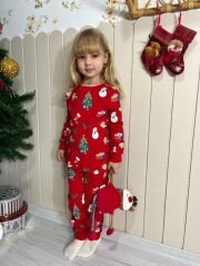 Yeni yıl konsepti pamuklu pijama. Takımı