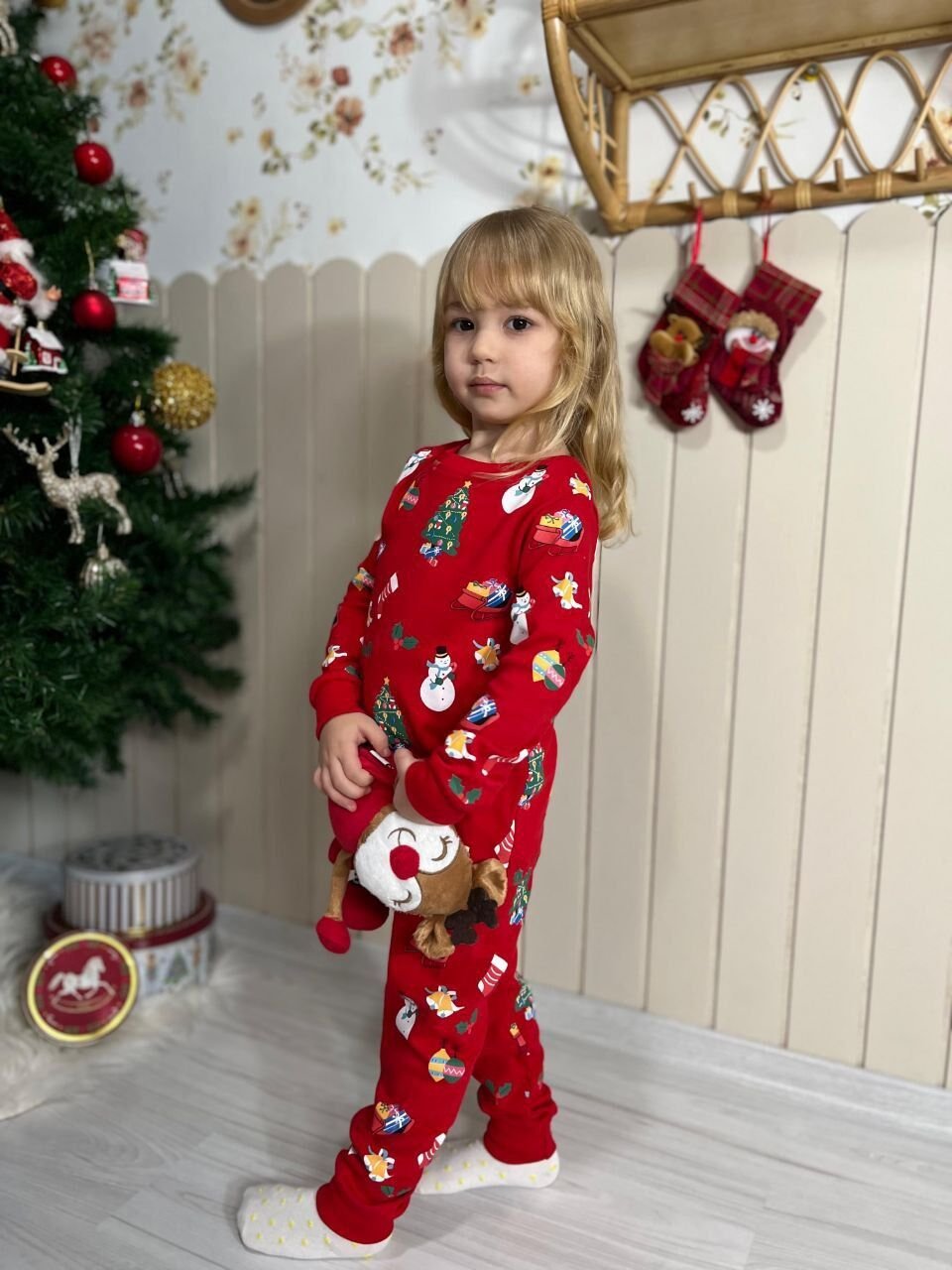 Yeni yıl konsepti pamuklu pijama. Takımı