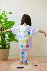 Renkli  karakter detaylı taytlı takım