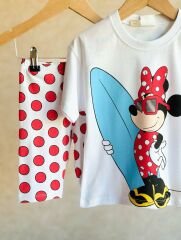 Minney puantiye detay pamuklu taytlı takım