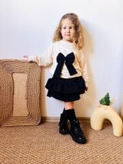 Fiyonk detaylı kız çocuk etekli takım