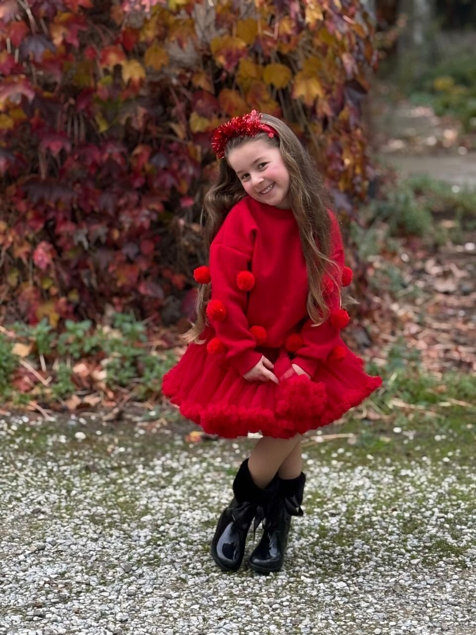 Kırmızı tütü etekli karnaval takım