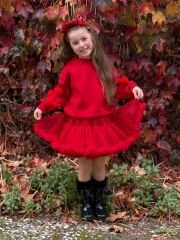 Kırmızı tütü etekli karnaval takım