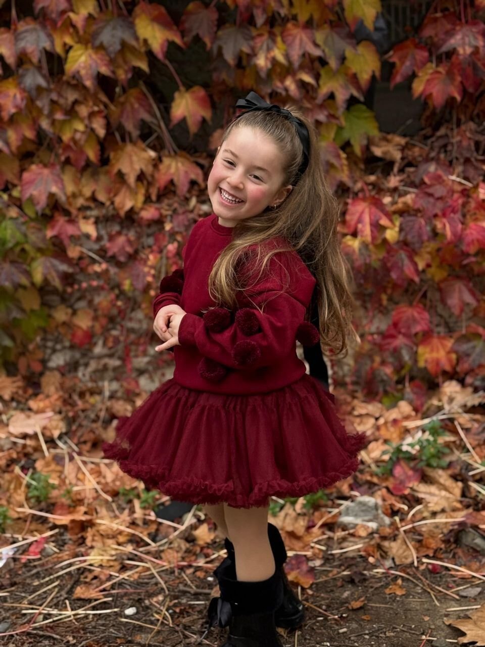 Bordo tütü etekli karnaval takım