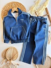 Şerit detaylı kot takım