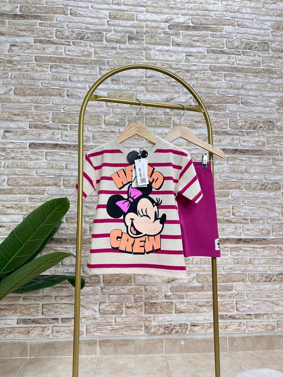 Fuşya renk çizgili tatlı takım