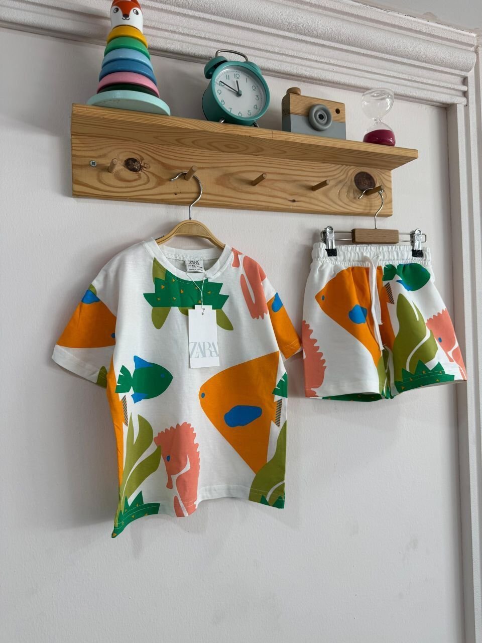 Yaprak desenli Unisex şortlu takım