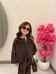 Kız çocuk ceket pantolon pamuklu dokuma takım