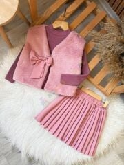 Kürk yelekli 3’lü takım