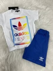 Ads ithal pamuklu takım mavi şortlu