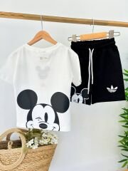 Ads siyah beyaz pamuklu takım