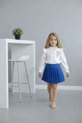 Nakış detay gömlek pileli etekli takım