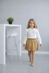 Nakış detay gömlek pileli etekli takım